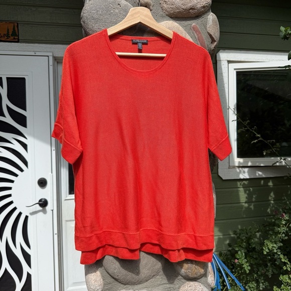 Eileen Fisher Petite Large Orange Knit Top - Picture 1 of 5